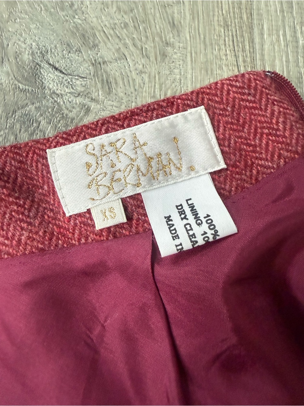 Vintage 100% Wool Mermaid Skirt Red Herringbone Tweed Made in England Academia - Picture 3 of 9
